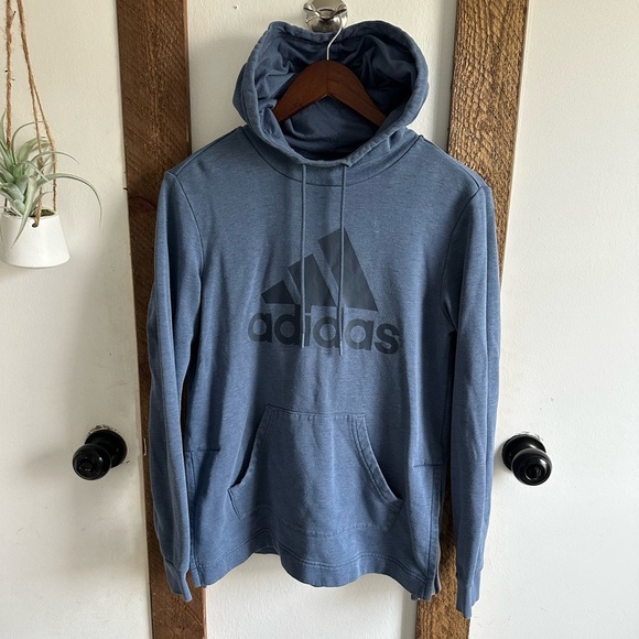 Adidas Vintage Style Women’s hooded sweatshirt rustic blue hoodie size small - Picture 3 of 11